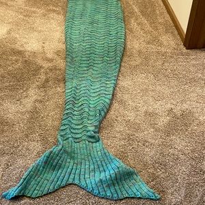 Mermaid Tail Blanket Crochet Teal / Multicolored